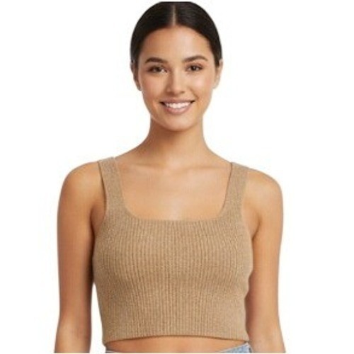 Everlane Sweater Tank Womens Small Brown Wool Yak Knit Square Neck Crop Top Nwt